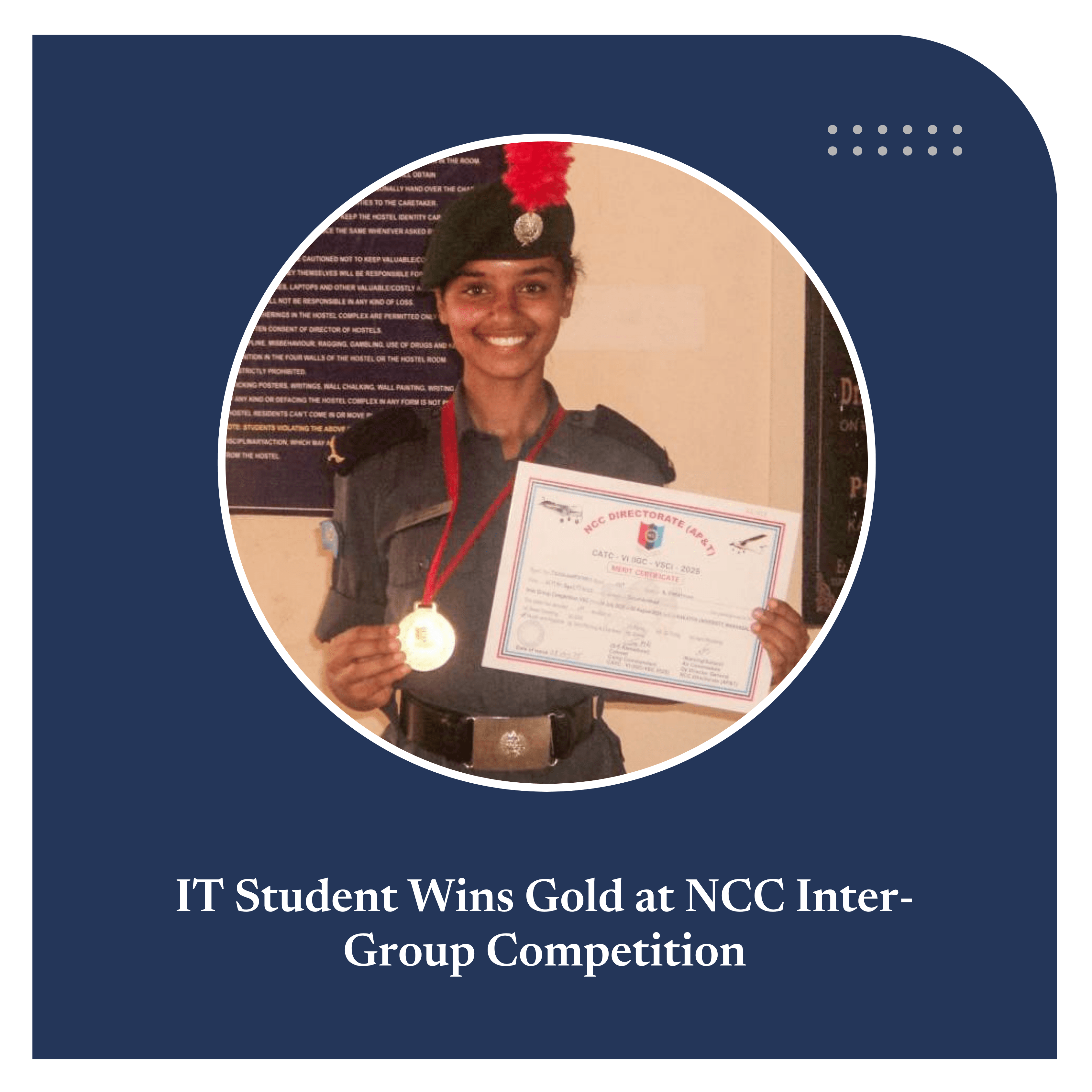 Gold Medal – NCC Inter-Group Competition VSC at Kakatiya University
