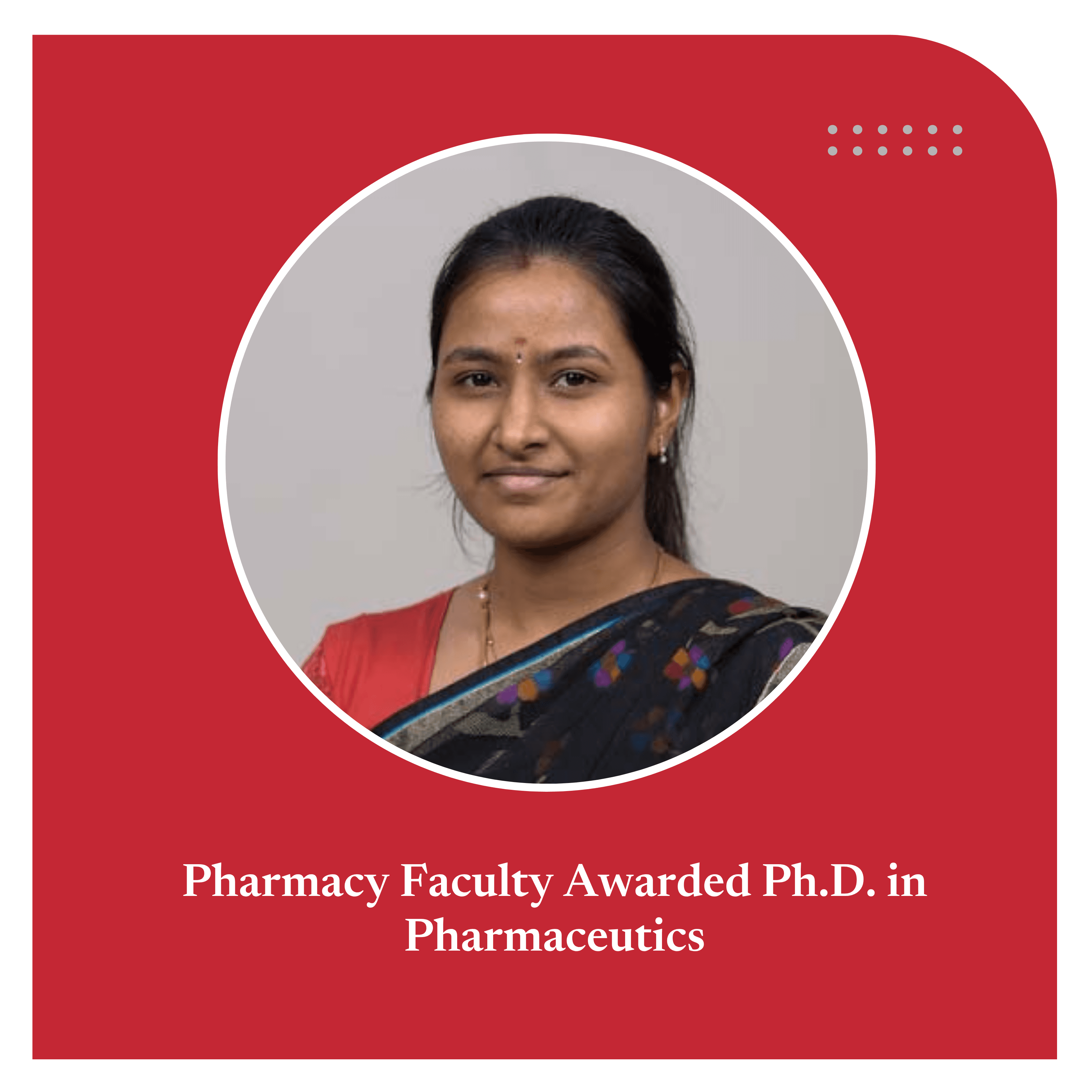 Pharmacy Faculty Awarded Ph.D. in Pharmaceutics